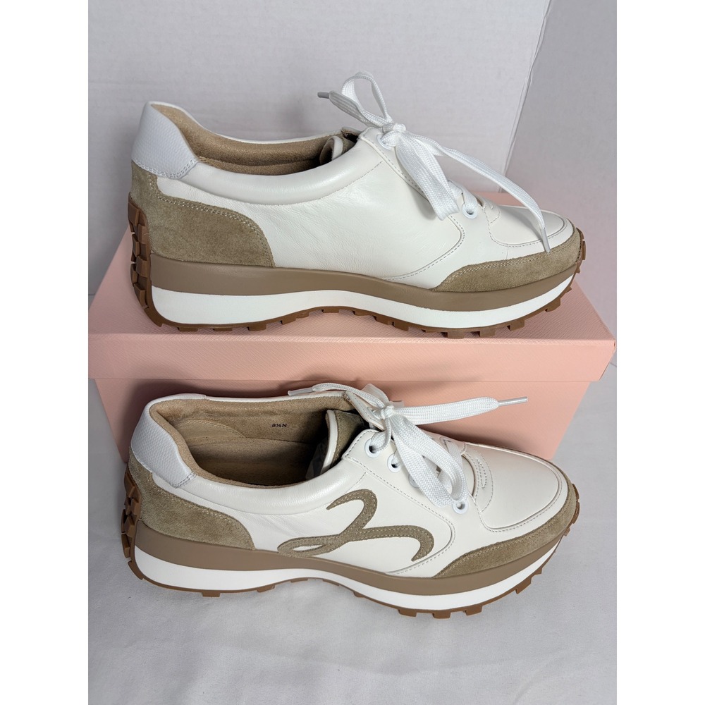 Vaneli Quara Sneakers White Nappa Combo Platform Lug Sole Narrow 8.5N